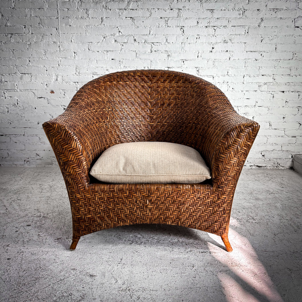 Oversized Tropical Wicker Rattan Armchair
