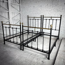 Load image into Gallery viewer, Set of 2 Regency Black Iron &amp; Brass Twin Bed

