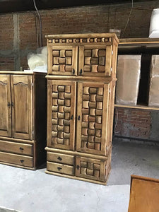 3 Piece Mexican Stained Pine Wardrobe Cabinet