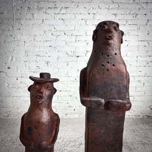Set of 2 Oaxacan Red Clay Figure Decorative Sculpture