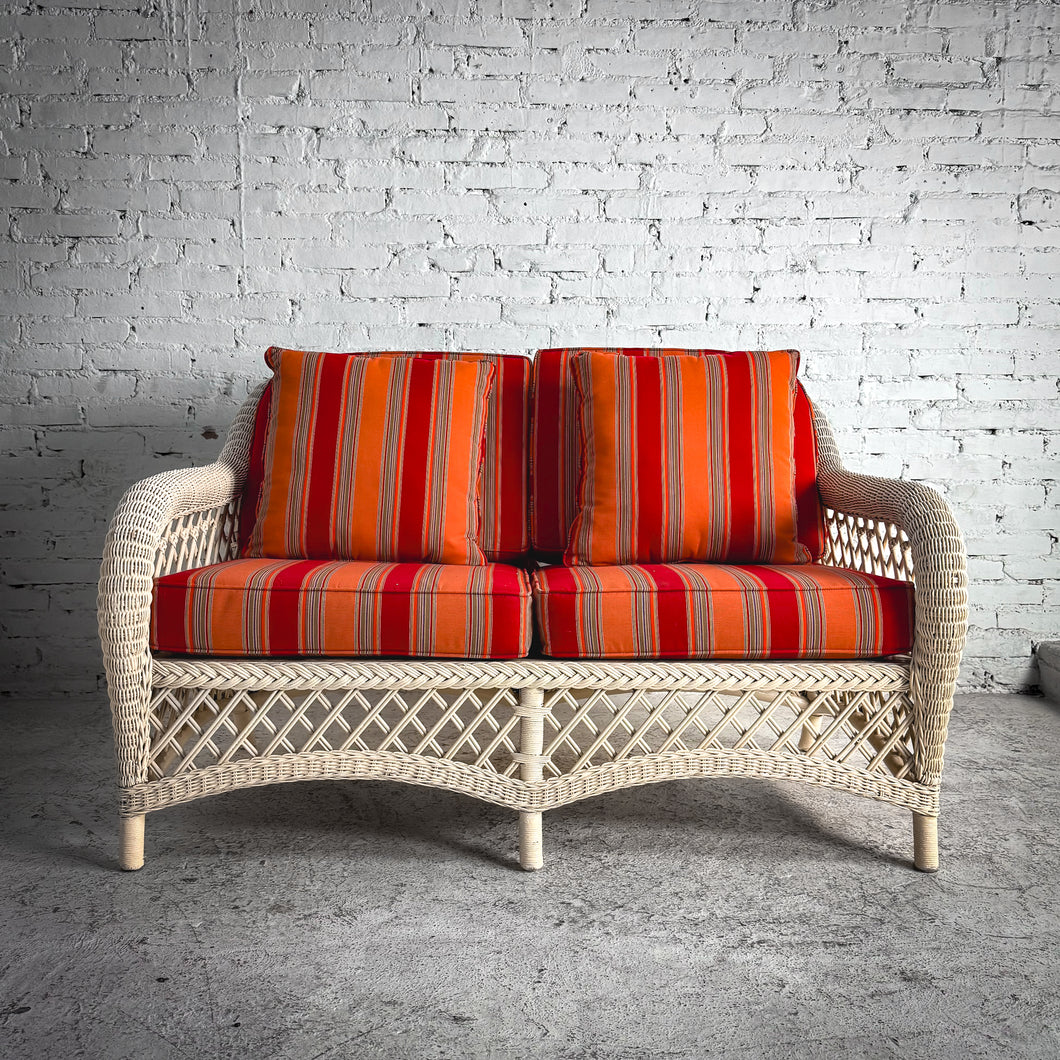 Coastal Ivory Wicker Sofa