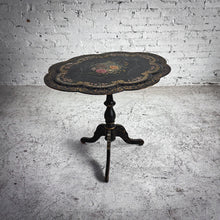 Load image into Gallery viewer, Victorian Lacquered Toleware Wood Side Table

