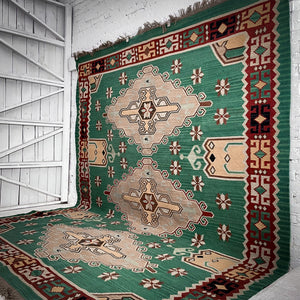 Kazak Wool Area Turkish Flatweave Rug