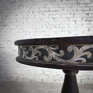 C. 1950's Indian Ebonized Wood Pedestal Table