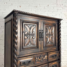 Load image into Gallery viewer, Spanish Colonial Carved Wood Linen Press
