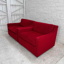 Load image into Gallery viewer, Pair of Modern Square-Arm Lounge Chairs in Red
