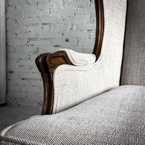 Louis XV Style Upholstered Wood Wingback Chair