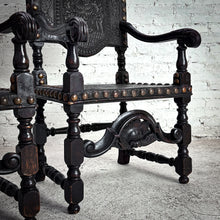 Load image into Gallery viewer, Set of 2 19th C. Spanish Embossed Leather Dining Chair
