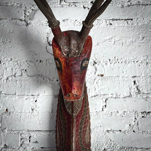 Single Southeast Asian Hand Carved Painted Wood Wall Decor