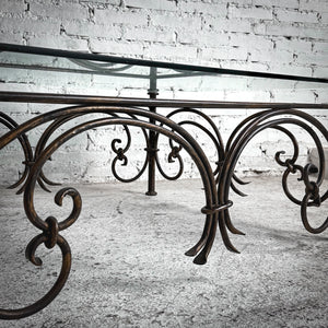 French Neoclassical Style Glass & Iron Cocktail Table