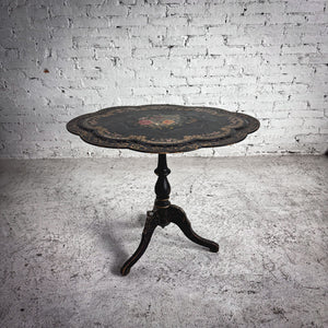 Victorian Lacquered Toleware Wood Side Table