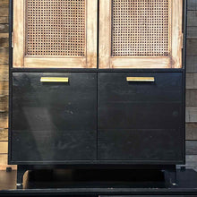 Load image into Gallery viewer, Eclectic Cane &amp; Wood Storage Cabinet
