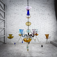 Load image into Gallery viewer, Murano Multi-Color Glass Crystal Chandelier
