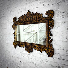 Load image into Gallery viewer, Baroque Distressed Gold Tin Frame Mirror
