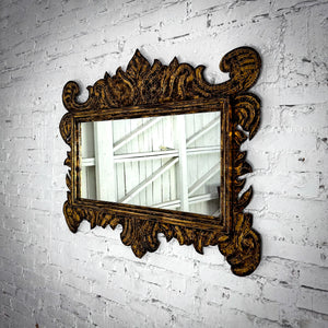 Baroque Distressed Gold Tin Frame Mirror