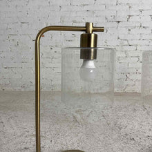 Load image into Gallery viewer, Pair of Brass Arch Lamps Seeded Glass
