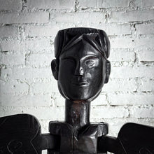 Load image into Gallery viewer, Folk Art Hand Carved Stained Wood Candleholder
