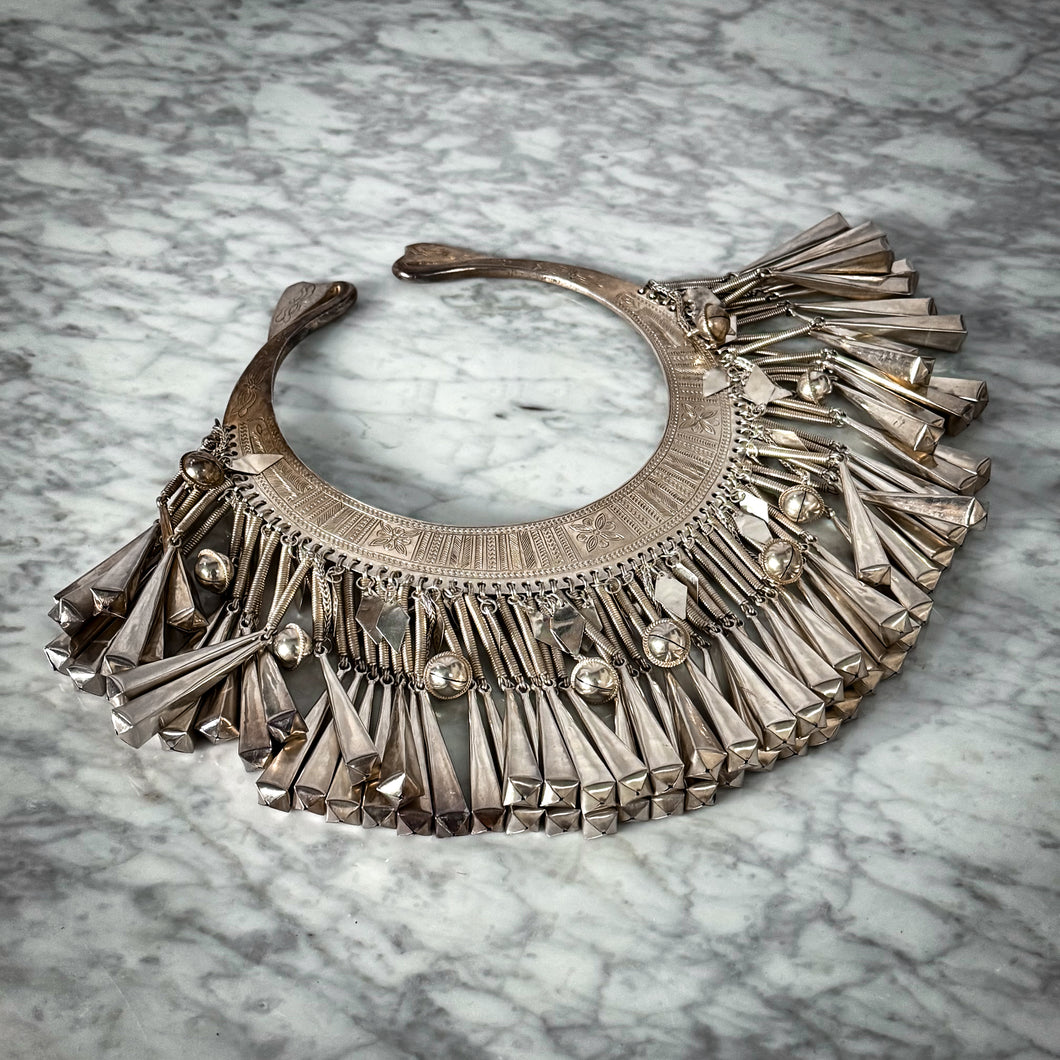 Vintage Asian Coin Silver Tribal Necklace