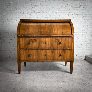 Antique Biedermeier Maple Veneer Roll Top Desk