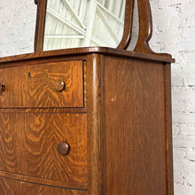 Load image into Gallery viewer, Antique Tiger Oak Bow Dresser
