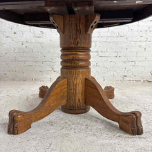 Load image into Gallery viewer, Round Oak Claw Foot Pedestal Table
