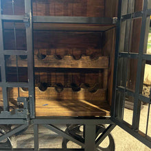 Load image into Gallery viewer, Industrial Iron &amp; Wood Mobile Bar Cart
