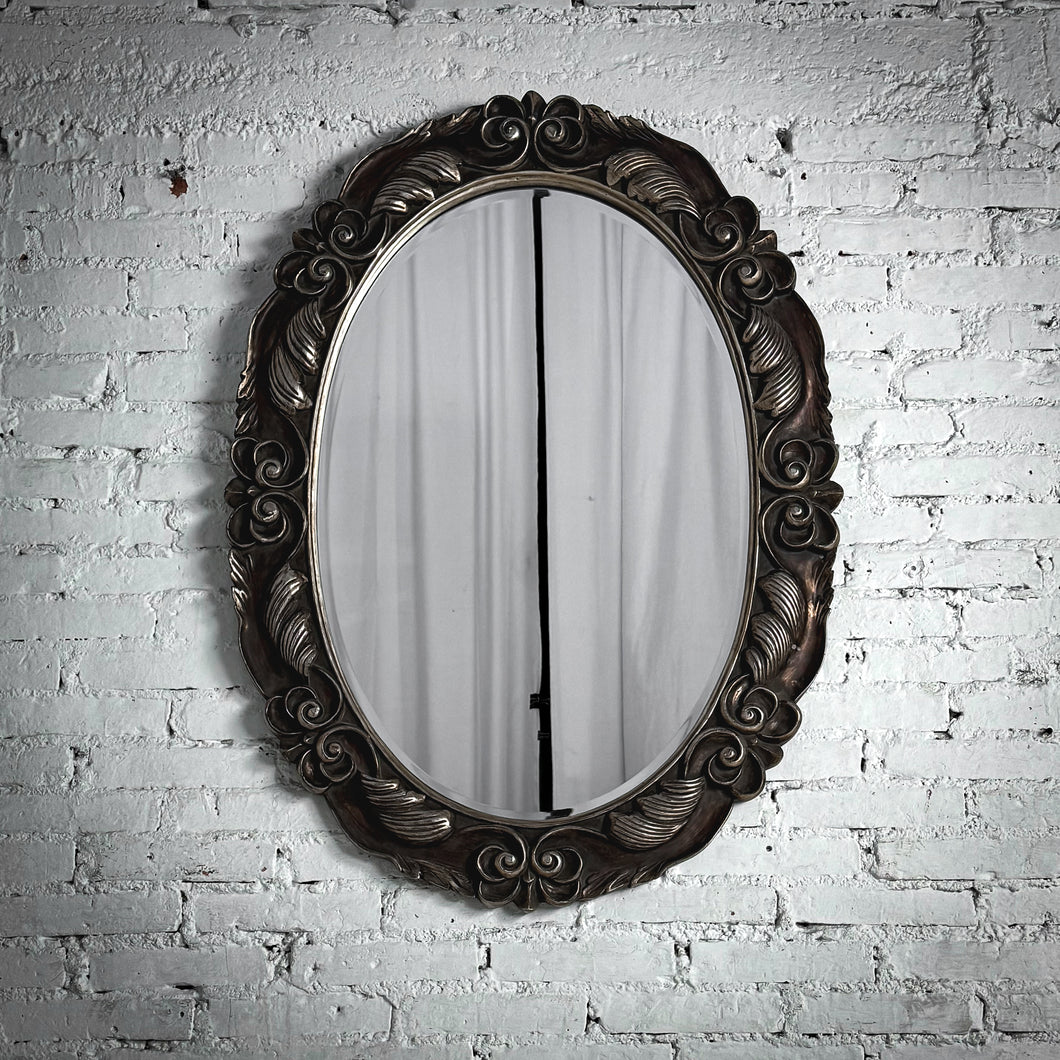 Baroque Aged Bronze Wood Wall Mirror