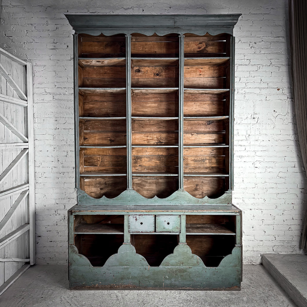 2 Piece Antique Monumental Rustic Aged Wood Pantry Cabinet