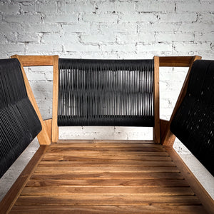 Set of 2 Contemporary Teak & All Weather Rattan Garden Chair
