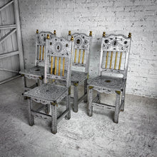 Load image into Gallery viewer, Set of 4 Mexican Repousse Tin Chairs
