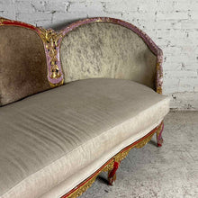 Load image into Gallery viewer, Louis XV Style Hide and Fabric Settee
