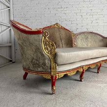 Load image into Gallery viewer, Louis XV Style Hide and Fabric Settee
