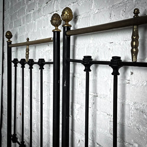 Set of 2 Regency Black Iron & Brass Twin Bed