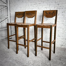 Load image into Gallery viewer, Set of 3 Navajo Style Walnut Bar Stool or Bench
