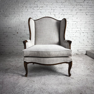 Louis XV Style Upholstered Wood Wingback Chair