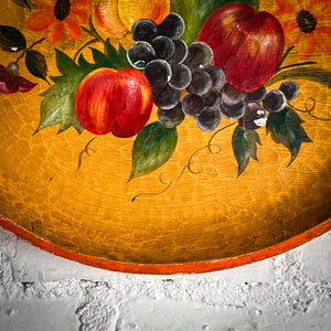 Folk Art Painted Wood Plate Wall Decor