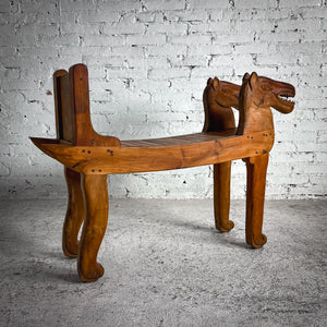 1980's Folk Figural Mesquite Bench