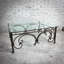 Load image into Gallery viewer, French Neoclassical Style Glass &amp; Iron Cocktail Table
