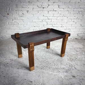 Industrial Farmhouse Hammered Tray Copper Side Table