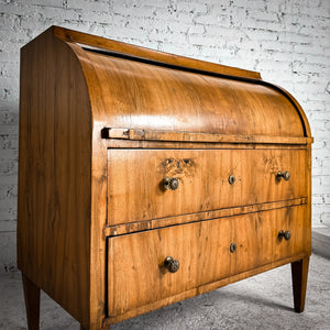 Antique Biedermeier Maple Veneer Roll Top Desk