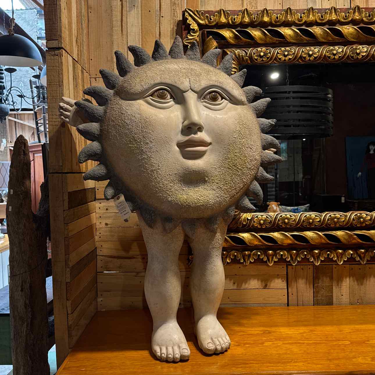 ◆ SERGIO BUSTAMANTE ceramic object ◆ Sergio Bustamante Ceramic EGG Moon Face Sculpture Large Pastel