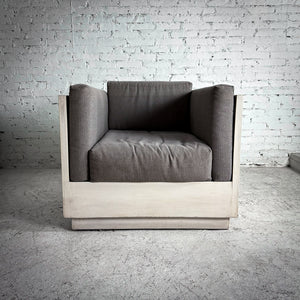 Mid-Century Style Painted Wood Cubic Lounge Chair