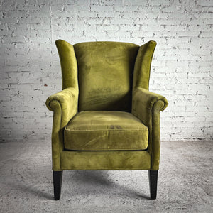 Transitional Fabric Wood Wingback Chair