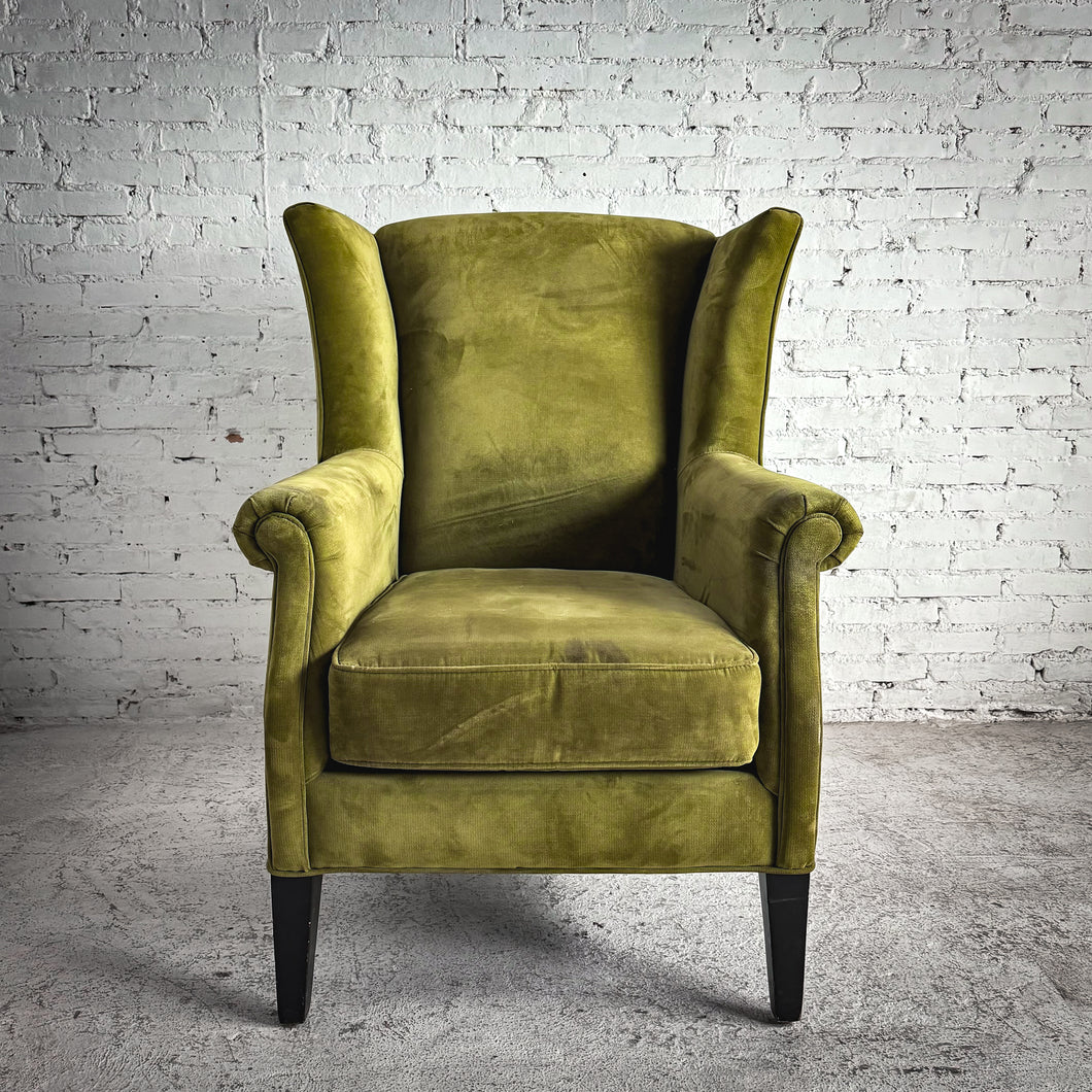 Transitional Fabric Wood Wingback Chair