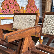 Load image into Gallery viewer, Set of 4 Mid-Century Style Raffia &amp; Wood Dining Chair
