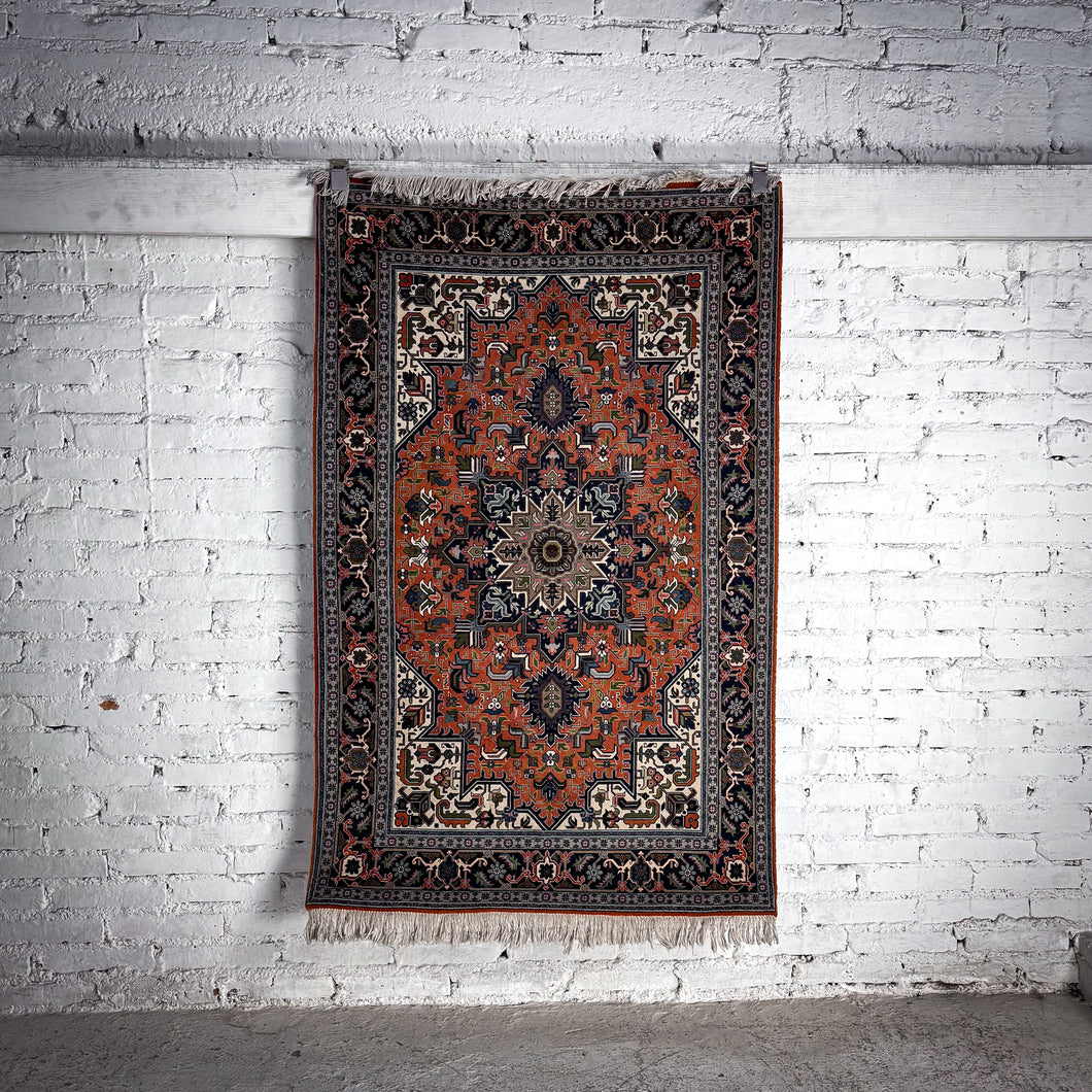 Heriz Wool Accent Persian Knotted Rug
