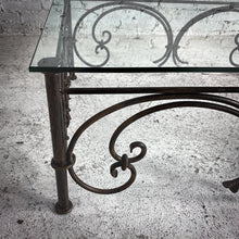 Load image into Gallery viewer, French Neoclassical Style Glass &amp; Iron Cocktail Table
