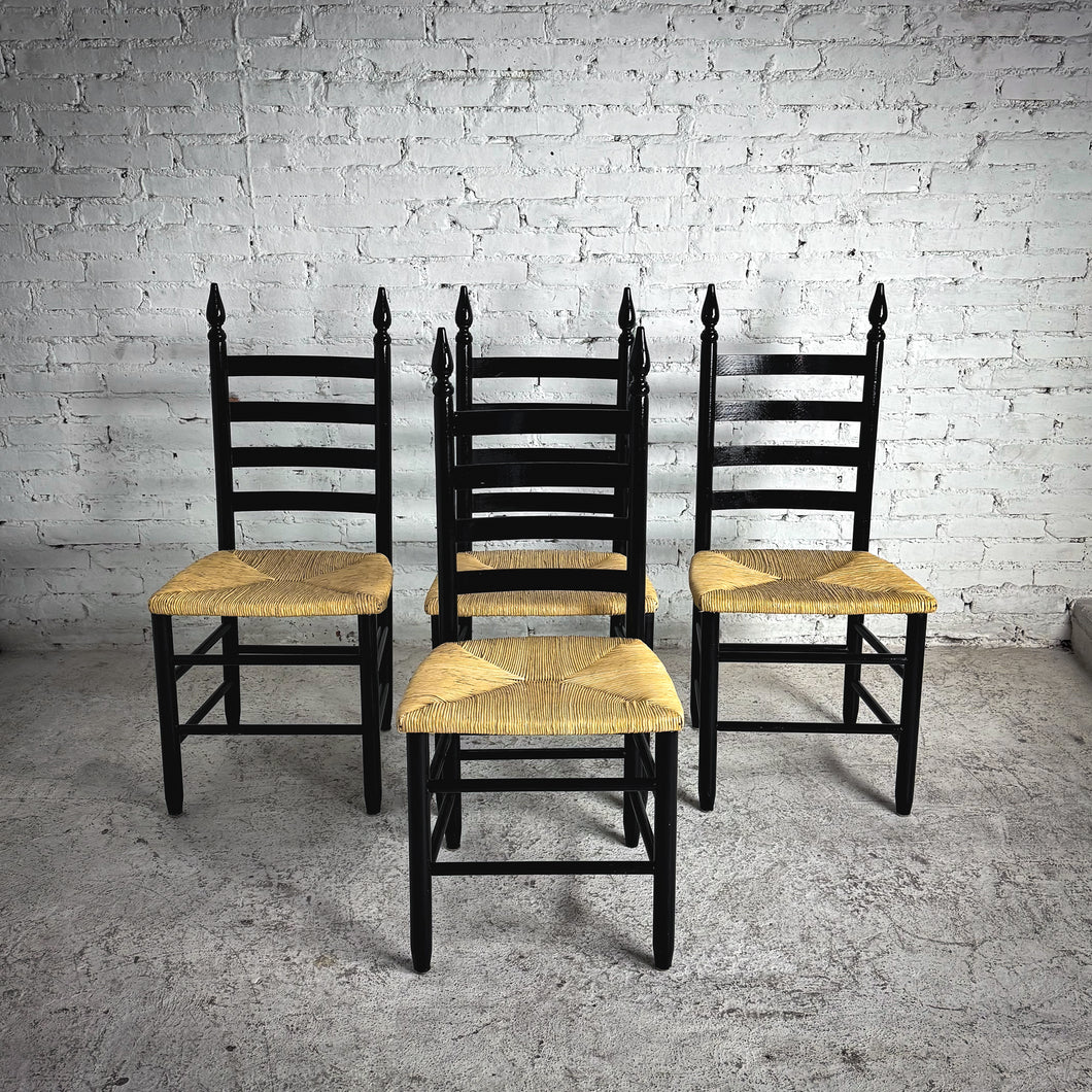 Set of 4 Provincial Seagrass & Wood Dining Chair