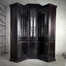 Load image into Gallery viewer, 3 Piece Espresso Wood Corner Cabinet
