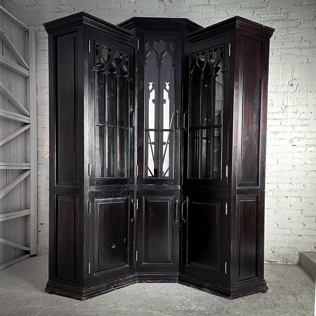 3 Piece Espresso Wood Corner Cabinet
